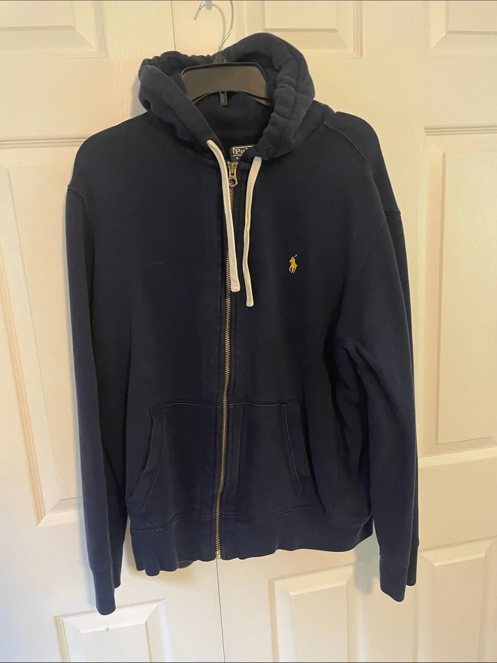Polo by Ralph Lauren Navy Full-Zip Hooded Sweatshirt with Yellow Pony